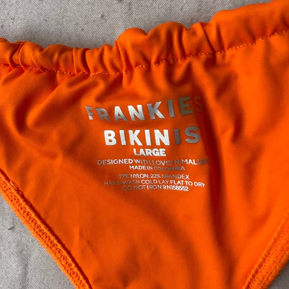 Frankie’s Bikinis Orange Ribbed Bikini Top and Bottom Set Large - Picture 5 of 5